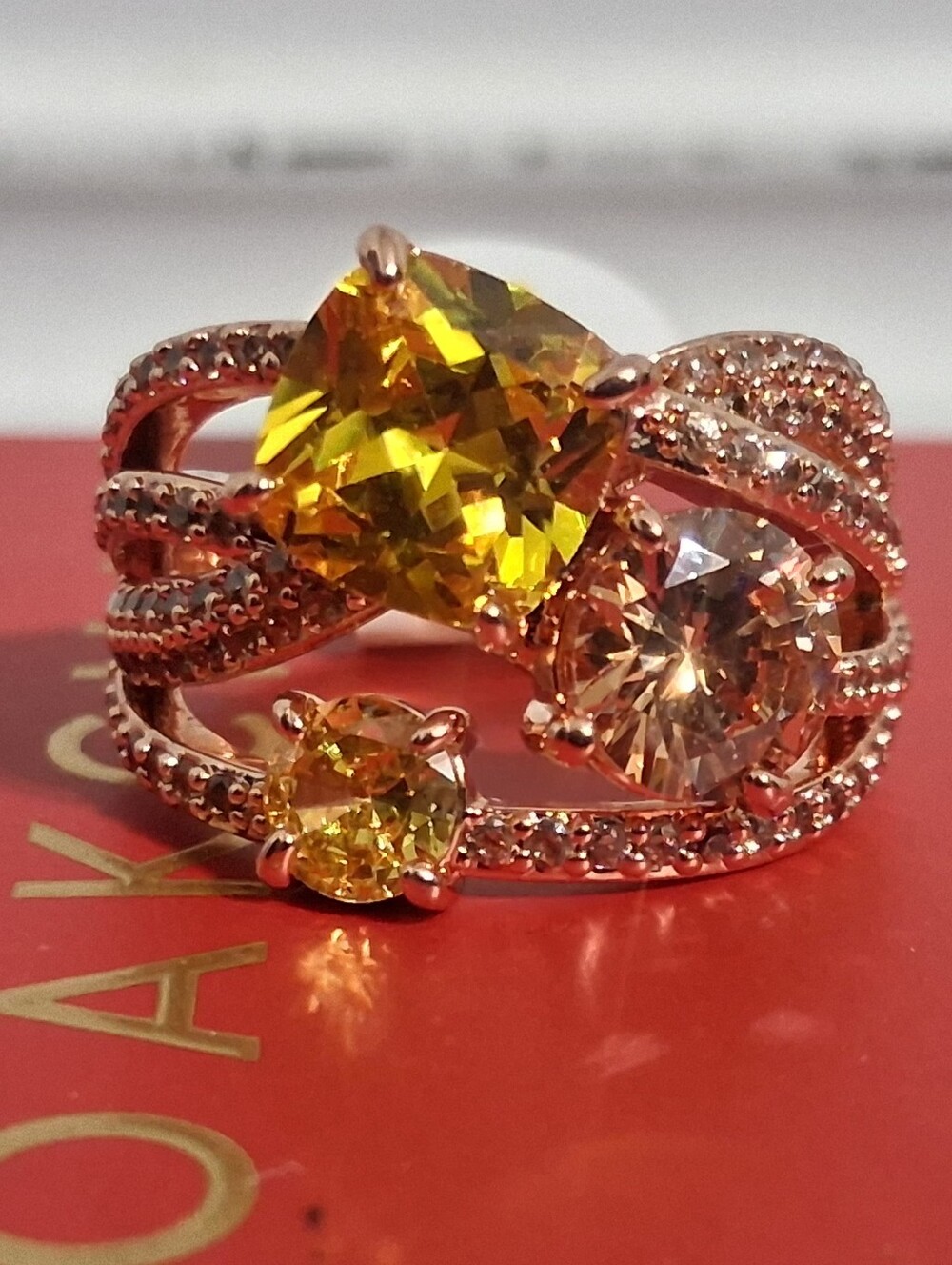 Bomb Party RBP6679 "One More Time" Yellow Topaz Rose Gold November 23 Size 7